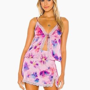 Frankie’s Bikinis Silk Lace Juliet Cami Dress Tank & Silk Lace Skirt Size Medium